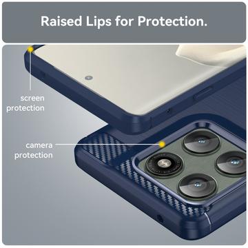 Motorola Edge 60 Pro/Edge (2025) Børstet TPU Cover - Karbonfiber - blå