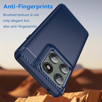 Motorola Edge 60 Pro/Edge (2025) Børstet TPU Cover - Karbonfiber - blå