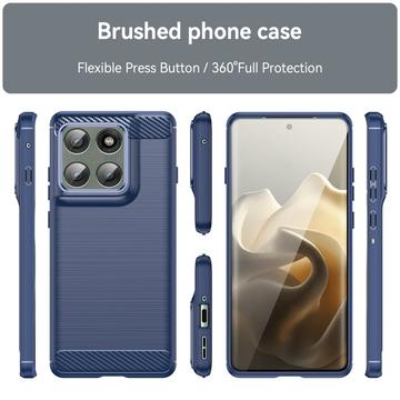 Motorola Edge 60 Pro/Edge (2025) Børstet TPU Cover - Karbonfiber - blå