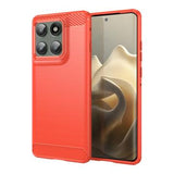 Motorola Edge 60 Pro/Edge (2025) Børstet TPU Cover - Karbonfiber - rød