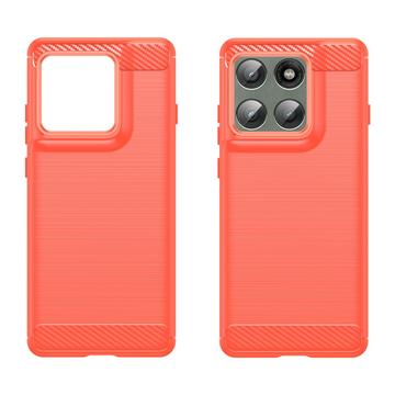 Motorola Edge 60 Pro/Edge (2025) Børstet TPU Cover - Karbonfiber - rød