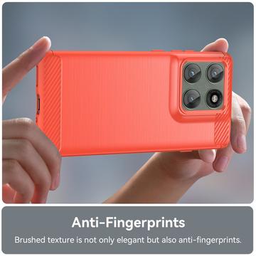 Motorola Edge 60 Pro/Edge (2025) Børstet TPU Cover - Karbonfiber - rød