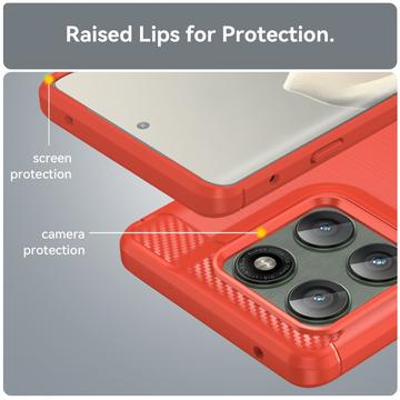 Motorola Edge 60 Pro/Edge (2025) Børstet TPU Cover - Karbonfiber - rød