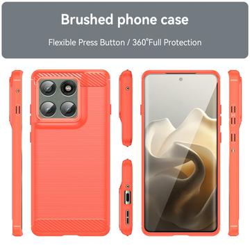 Motorola Edge 60 Pro/Edge (2025) Børstet TPU Cover - Karbonfiber - rød
