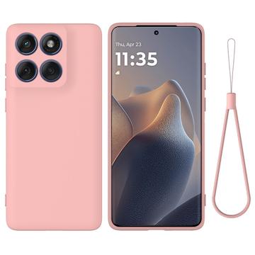 Motorola Edge 60 Pro Flydende silikone cover med håndrem - Pink