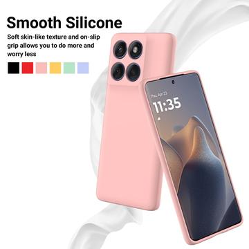 Motorola Edge 60 Pro Flydende silikone cover med håndrem - Pink
