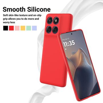 Motorola Edge 60 Pro Flydende silikone cover med håndrem - rød