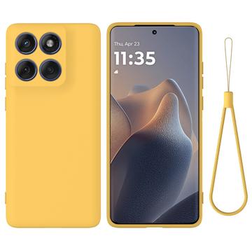 Motorola Edge 60 Pro Flydende silikone cover med håndrem - gul