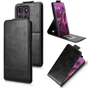 Motorola Edge 60 Pro lodret flip-etui med stativ - sort
