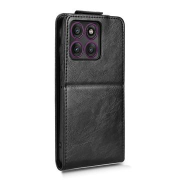 Motorola Edge 60 Pro lodret flip-etui med stativ - sort
