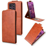 Motorola Edge 60 Pro lodret flip-etui med stativ - Brun