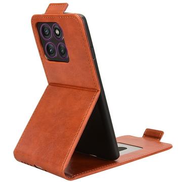 Motorola Edge 60 Pro lodret flip-etui med stativ - Brun