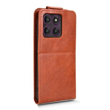 Motorola Edge 60 Pro lodret flip-etui med stativ - Brun