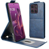 Motorola Edge 60 Pro lodret flip-etui med stativ - mørkeblå