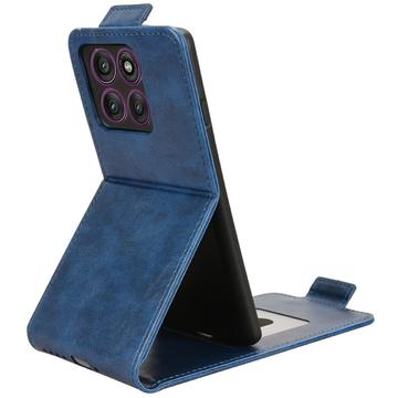 Motorola Edge 60 Pro lodret flip-etui med stativ - mørkeblå