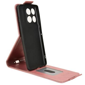 Motorola Edge 60 Pro lodret flip-etui med stativ - rosaguld