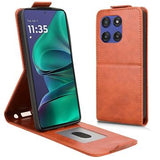 Motorola Edge 60 Stylus lodret flip-etui med stativ - Brun