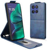 Motorola Edge 60 Stylus lodret flip-etui med stativ - mørkeblå