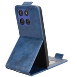 Motorola Edge 60 Stylus lodret flip-etui med stativ - mørkeblå