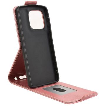 Motorola Edge 60 Stylus lodret flip-etui med stativ - rosaguld