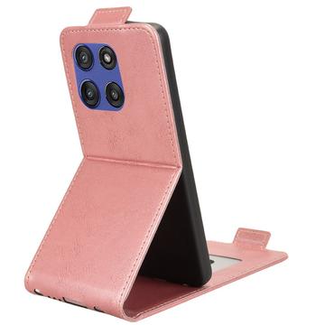 Motorola Edge 60 Stylus lodret flip-etui med stativ - rosaguld