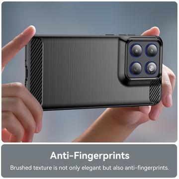 Motorola Edge 70 Børstet TPU Cover - Karbonfiber - Sort
