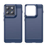 Motorola Edge 70 Børstet TPU Cover - Karbonfiber - blå
