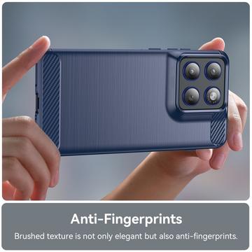 Motorola Edge 70 Børstet TPU Cover - Karbonfiber - blå
