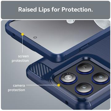 Motorola Edge 70 Børstet TPU Cover - Karbonfiber - blå
