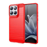 Motorola Edge 70 Børstet TPU Cover - Karbonfiber - rød