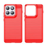 Motorola Edge 70 Børstet TPU Cover - Karbonfiber - rød