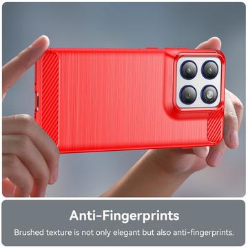Motorola Edge 70 Børstet TPU Cover - Karbonfiber - rød