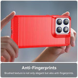 Motorola Edge 70 Børstet TPU Cover - Karbonfiber - rød