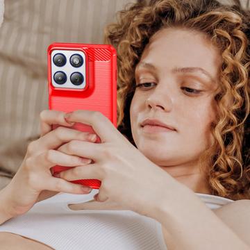 Motorola Edge 70 Børstet TPU Cover - Karbonfiber - rød