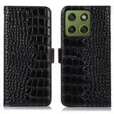 Motorola Edge 70 Crocodile Series Læderpung med RFID - Sort