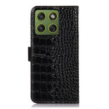 Motorola Edge 70 Crocodile Series Læderpung med RFID - Sort