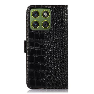 Motorola Edge 70 Crocodile Series Læderpung med RFID - Sort