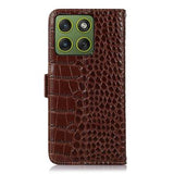Motorola Edge 70 Crocodile Series Læderpung med RFID - Brun