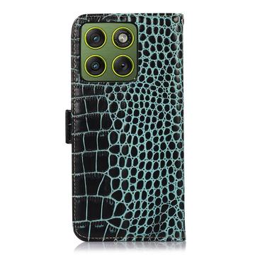 Motorola Edge 70 Crocodile Series Læderpung med RFID - Grøn