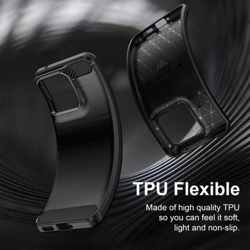 Motorola Edge 70 Fusion/70 Fusion+ Børstet TPU Cover - Karbonfiber - Sort