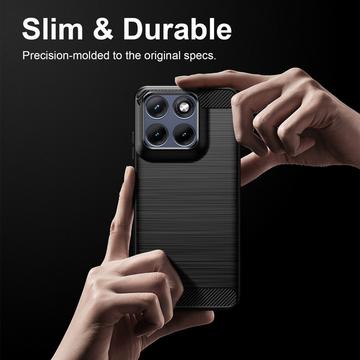 Motorola Edge 70 Fusion/70 Fusion+ Børstet TPU Cover - Karbonfiber - Sort