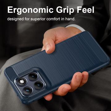 Motorola Edge 70 Fusion/70 Fusion+ Børstet TPU Cover - Karbonfiber - blå