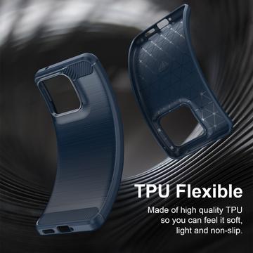 Motorola Edge 70 Fusion/70 Fusion+ Børstet TPU Cover - Karbonfiber - blå