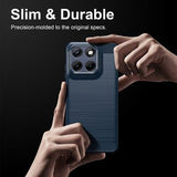 Motorola Edge 70 Fusion/70 Fusion+ Børstet TPU Cover - Karbonfiber - blå
