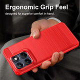 Motorola Edge 70 Fusion/70 Fusion+ Børstet TPU Cover - Karbonfiber - rød