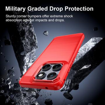 Motorola Edge 70 Fusion/70 Fusion+ Børstet TPU Cover - Karbonfiber - rød
