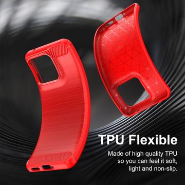 Motorola Edge 70 Fusion/70 Fusion+ Børstet TPU Cover - Karbonfiber - rød