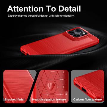 Motorola Edge 70 Fusion/70 Fusion+ Børstet TPU Cover - Karbonfiber - rød