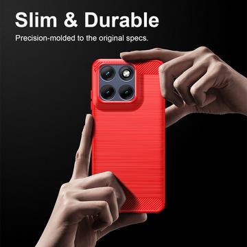 Motorola Edge 70 Fusion/70 Fusion+ Børstet TPU Cover - Karbonfiber - rød
