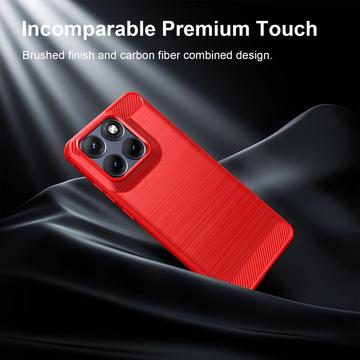 Motorola Edge 70 Fusion/70 Fusion+ Børstet TPU Cover - Karbonfiber - rød